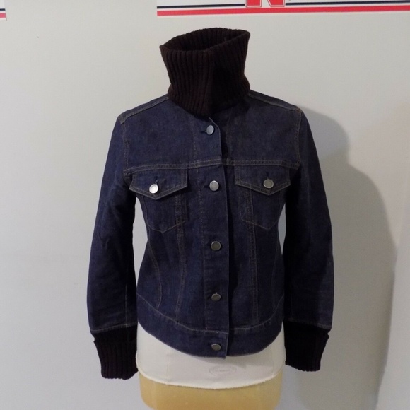 THEORY Jean Jacket with Vertical Rib Collar Cuffs - Picture 2 of 6